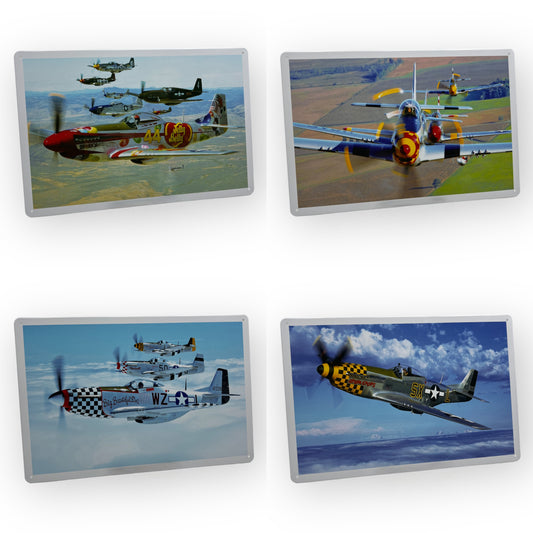P-51 野馬戰鬥機標誌鐵皮畫金屬海報4合1裝飾品二戰飛機畫20*30公分